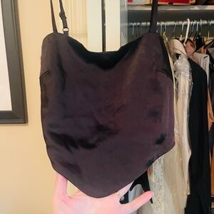 Gianni Bini Satin Black Bandana Top Tie Back